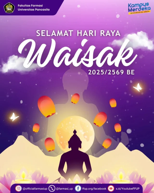 Segenap pimpinan dan sivitas akademika Fakultas Farmasi Universitas Pancasila mengucapkan Selamat Hari Raya Suci Waisak 2569 BE. Semoga peringatan Waisak ini membawa ketenangan hati, kejernihan pikiran, dan semangat baru dalam menjalani hari-hari ke depan.

#waisak2025 #ffup #farmasiup